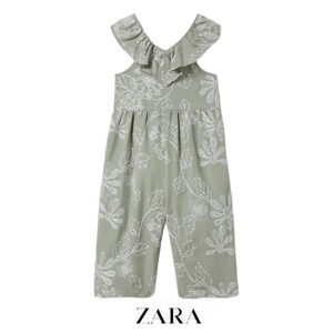 ZARA Kids | Khaki | EMBROIDERED FLORAL JUMPSUIT